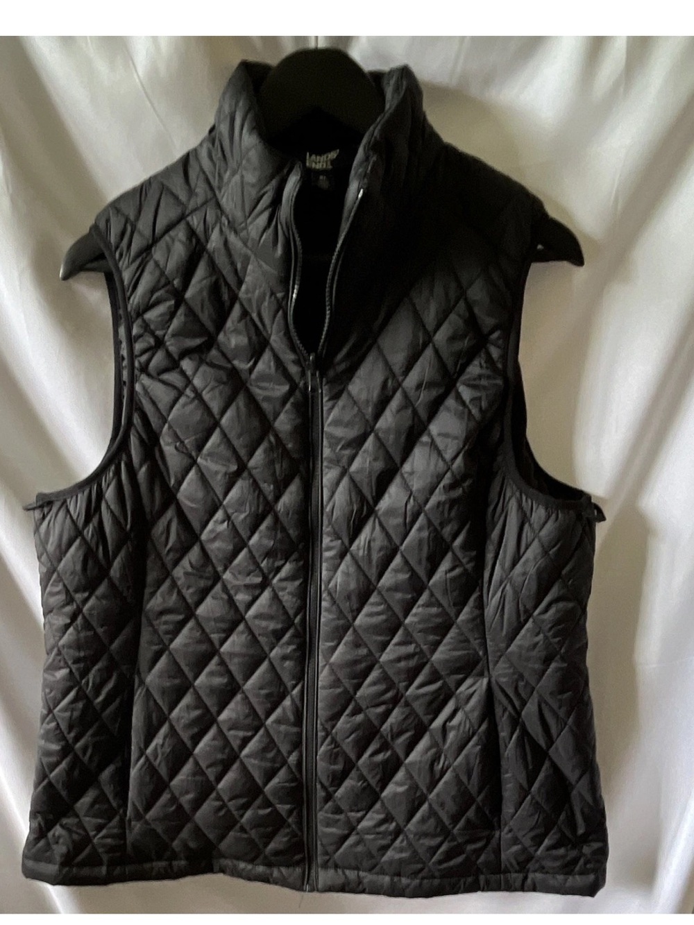 Lands' End Black Quilted Sleeveless Zip Vest